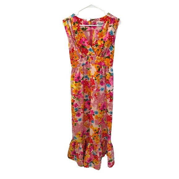Vintage Retro Flower Power Sun Fashions of Hawaii Floral Maxi Dress Size 10 MINT - Picture 6 of 16